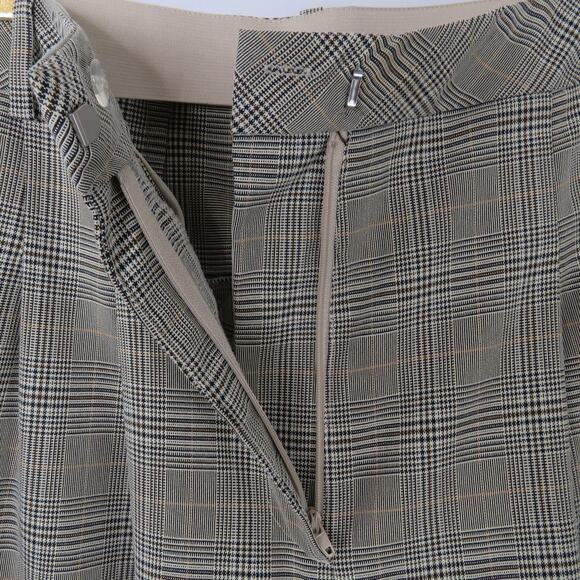 H&M High Rise Wide Leg Plaid Trousers Brown Plaid Houndstooth Size 8 Pants - Picture 4 of 6